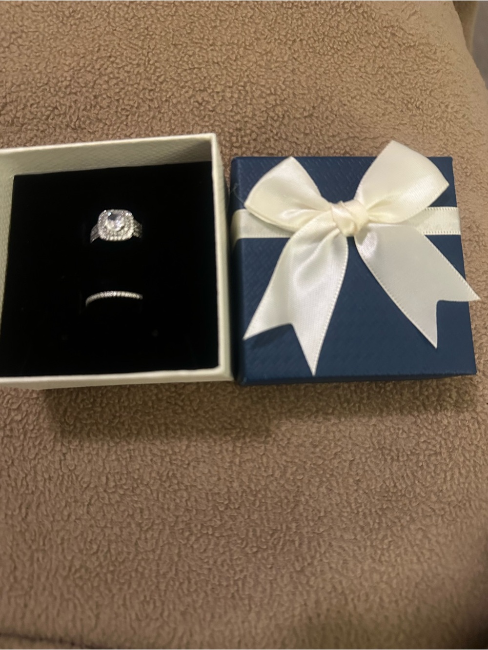 Silver 925 Halo Engagement Ring Set - Classic Sparkle, wending